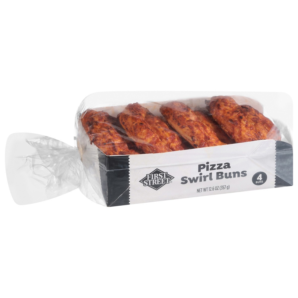 slide 3 of 14, First Street Pizza Swirl Buns 4 Ct, 12.6 oz