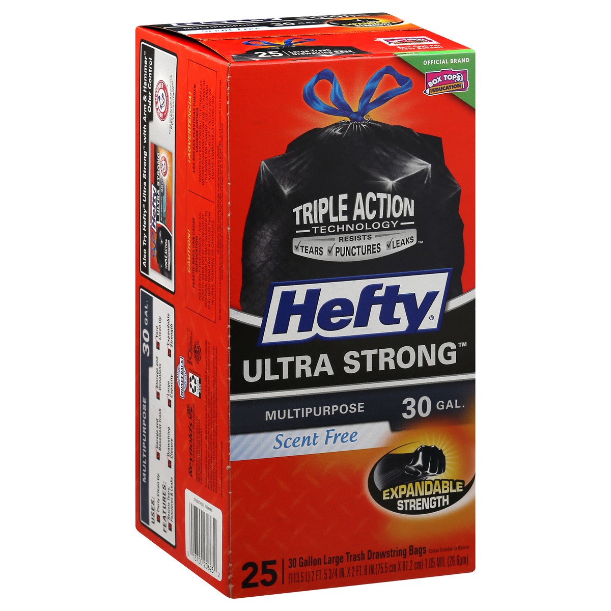 slide 4 of 9, Hefty Ultra Strong Multipurpose Large Trash Bags, Black, Unscented, 30 Gallon, 25 Count, 1.98 lb