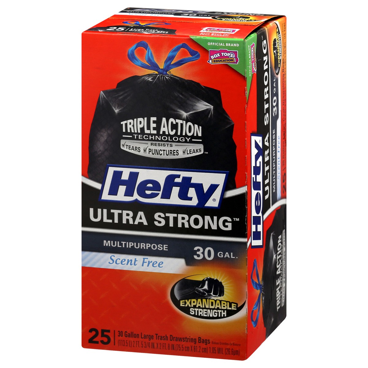 slide 3 of 9, Hefty Ultra Strong Multipurpose Large Trash Bags, Black, Unscented, 30 Gallon, 25 Count, 1.98 lb