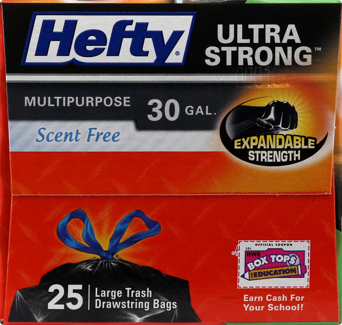 slide 5 of 9, Hefty Ultra Strong Multipurpose Large Trash Bags, Black, Unscented, 30 Gallon, 25 Count, 1.98 lb