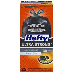 Hefty Ultra Strong 30 Gallon Multipurpose Trash Large Drawstring Bags 25 Bags