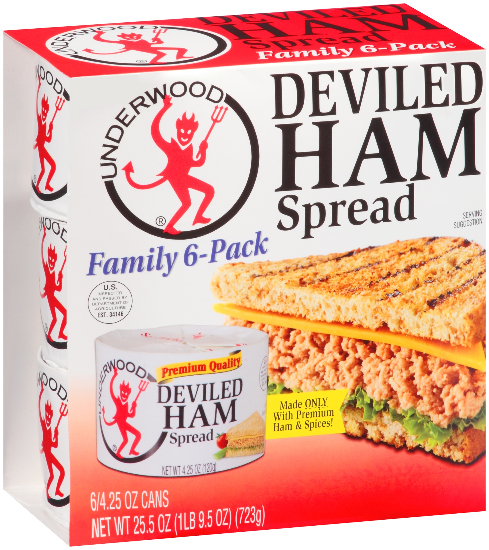 slide 1 of 1, Underwood Deviled Ham Spread, 6 ct; 4.25 oz