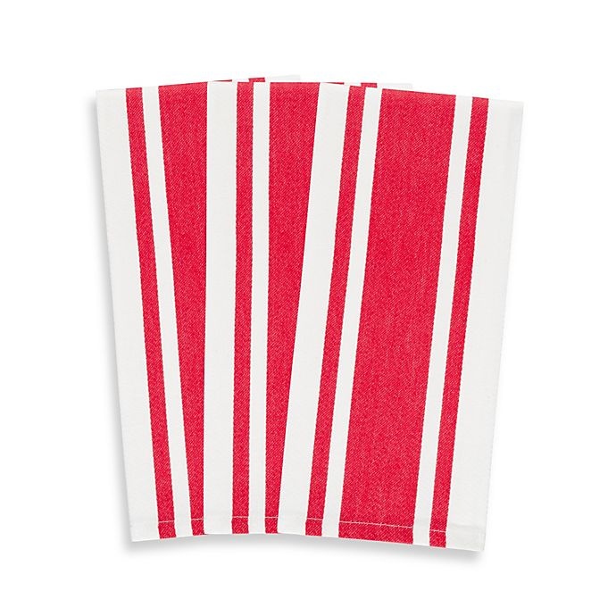 slide 1 of 1, Heavyweight Striped Kitchen Towels - Red, 3 ct