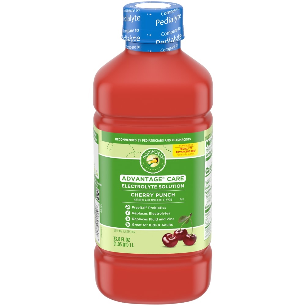 slide 1 of 1, Comforts Cherry Punch Advantage Care Electrolyte Solution, 33.8 fl oz