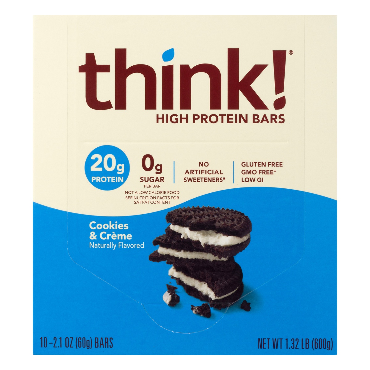 slide 1 of 1, thinkThin Cookies and Creme High Protein Bars, 10 ct; 2.1 oz