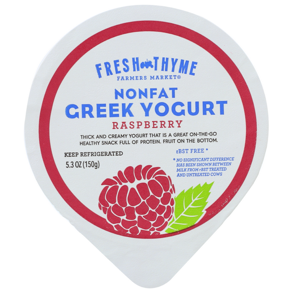 slide 1 of 1, Fresh Thyme Farmers Market Raspberry Nonfat Greek Yogurt, 1 ct