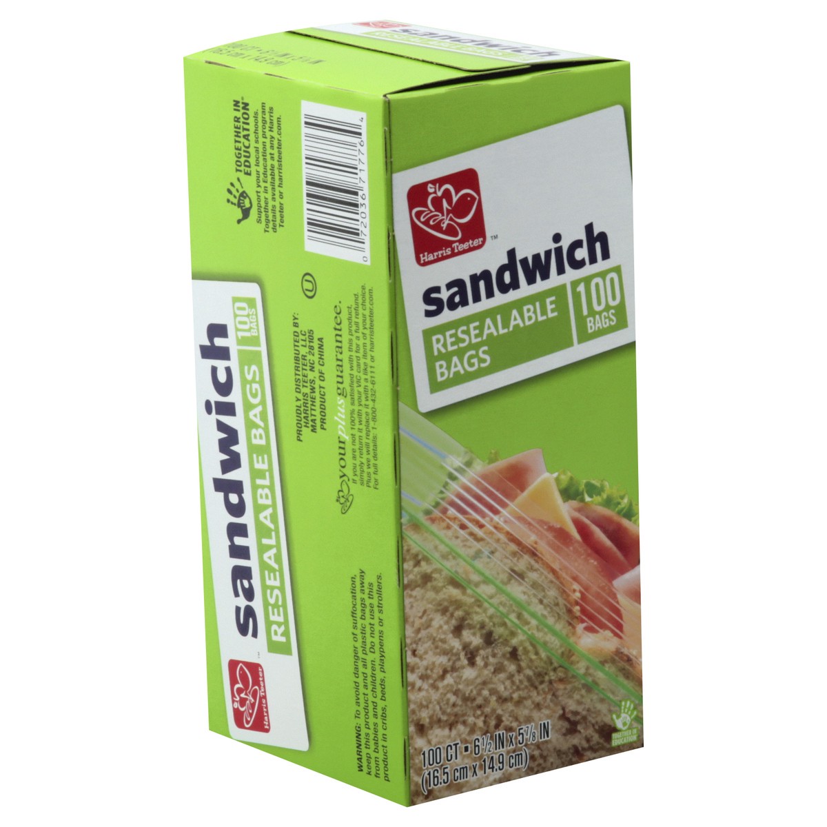 slide 3 of 11, Harris Teeter Sandwich Bags Recloseable, 100 ct