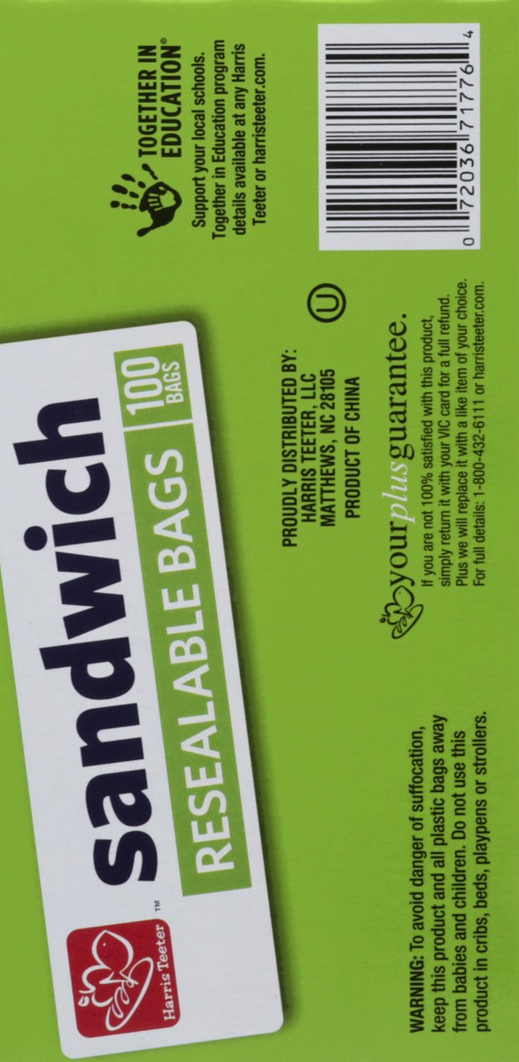 slide 6 of 11, Harris Teeter Sandwich Bags Recloseable, 100 ct