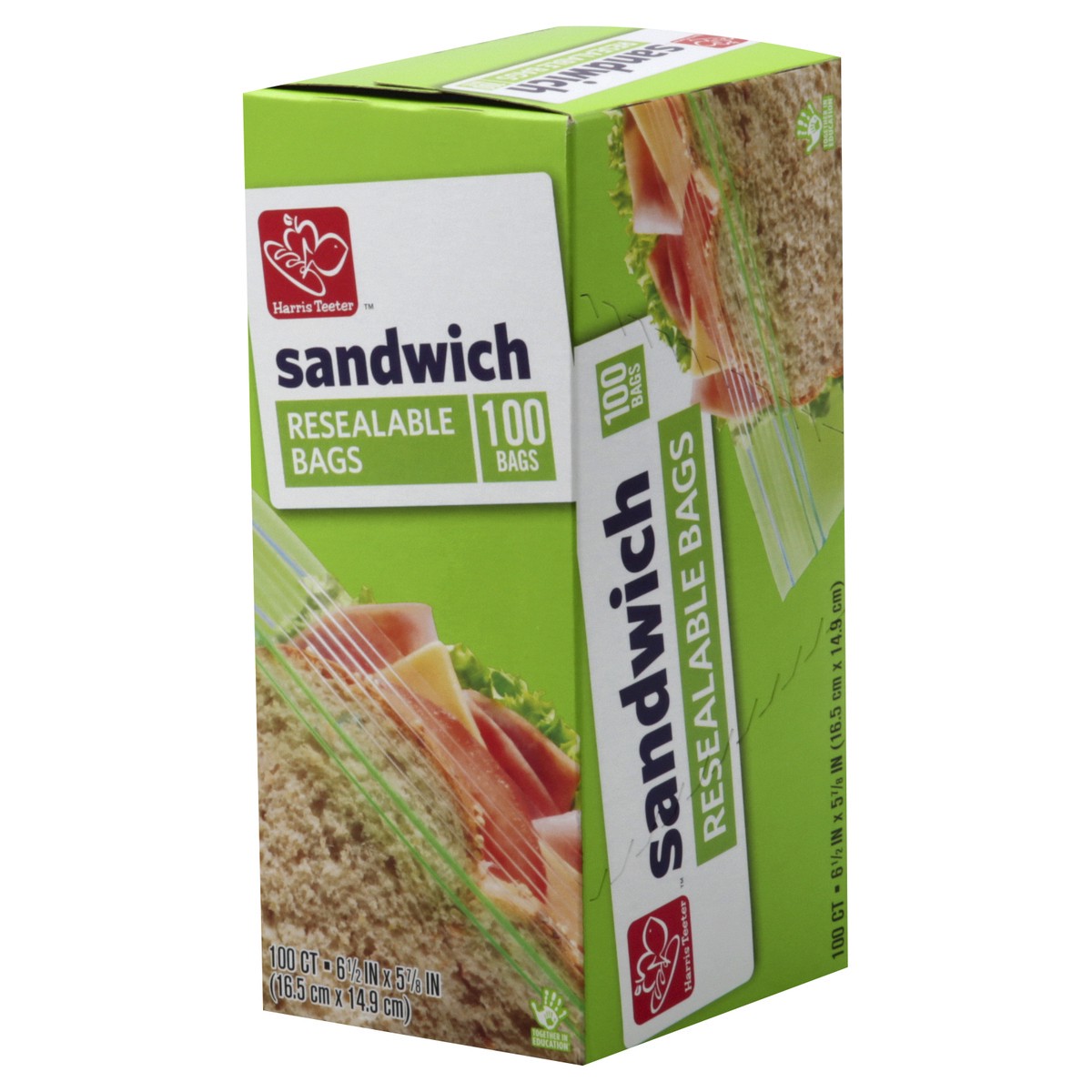 slide 11 of 11, Harris Teeter Sandwich Bags Recloseable, 100 ct