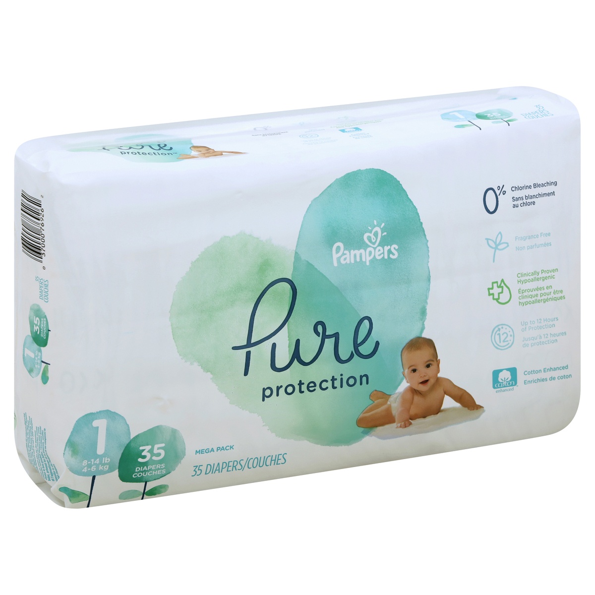 slide 1 of 4, Pampers Pure Protection Diapers Mega Pack - Size 1, 35 ct