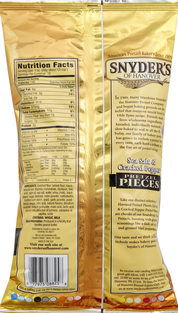 slide 6 of 6, Snyder's of Hanover Sea Salt & Cracked Pepper Pretzel Pieces, 12 oz