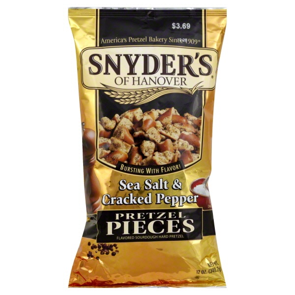 slide 1 of 6, Snyder's of Hanover Sea Salt & Cracked Pepper Pretzel Pieces, 12 oz