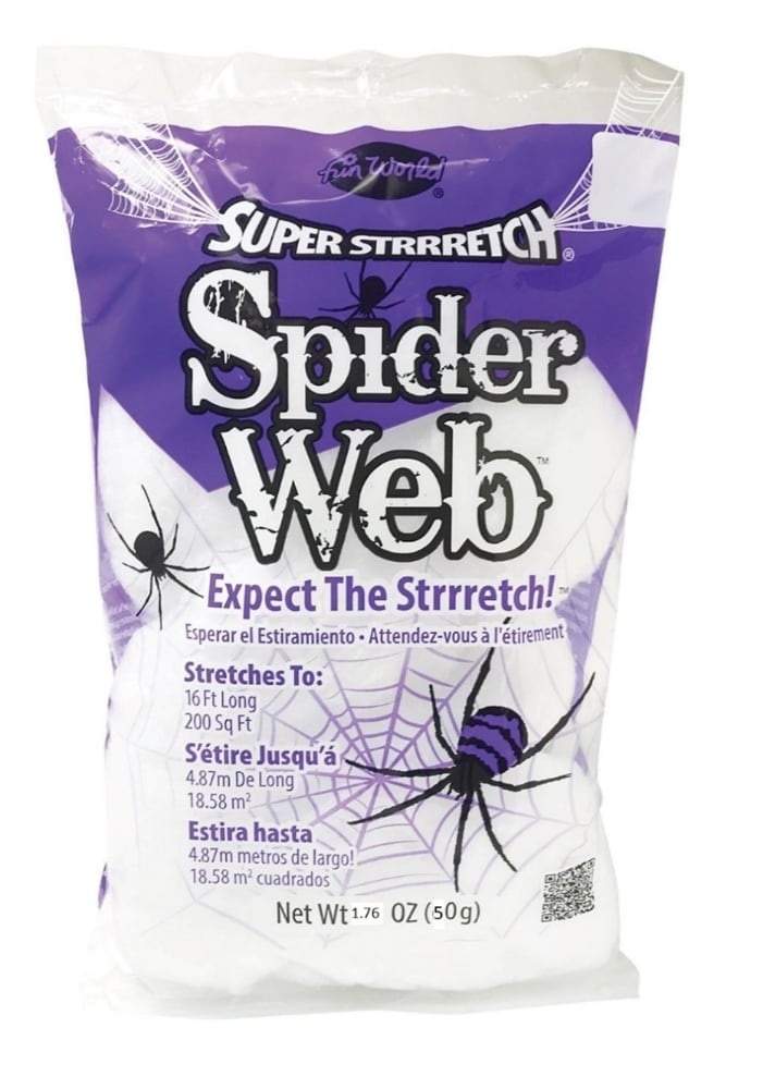 slide 1 of 1, Fun World Spider Web Decor - White, 1 ct