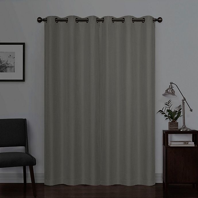 slide 5 of 8, Eclipse Reagan Grommet Room Darkening Window Curtain Panel - Grey, 108 in