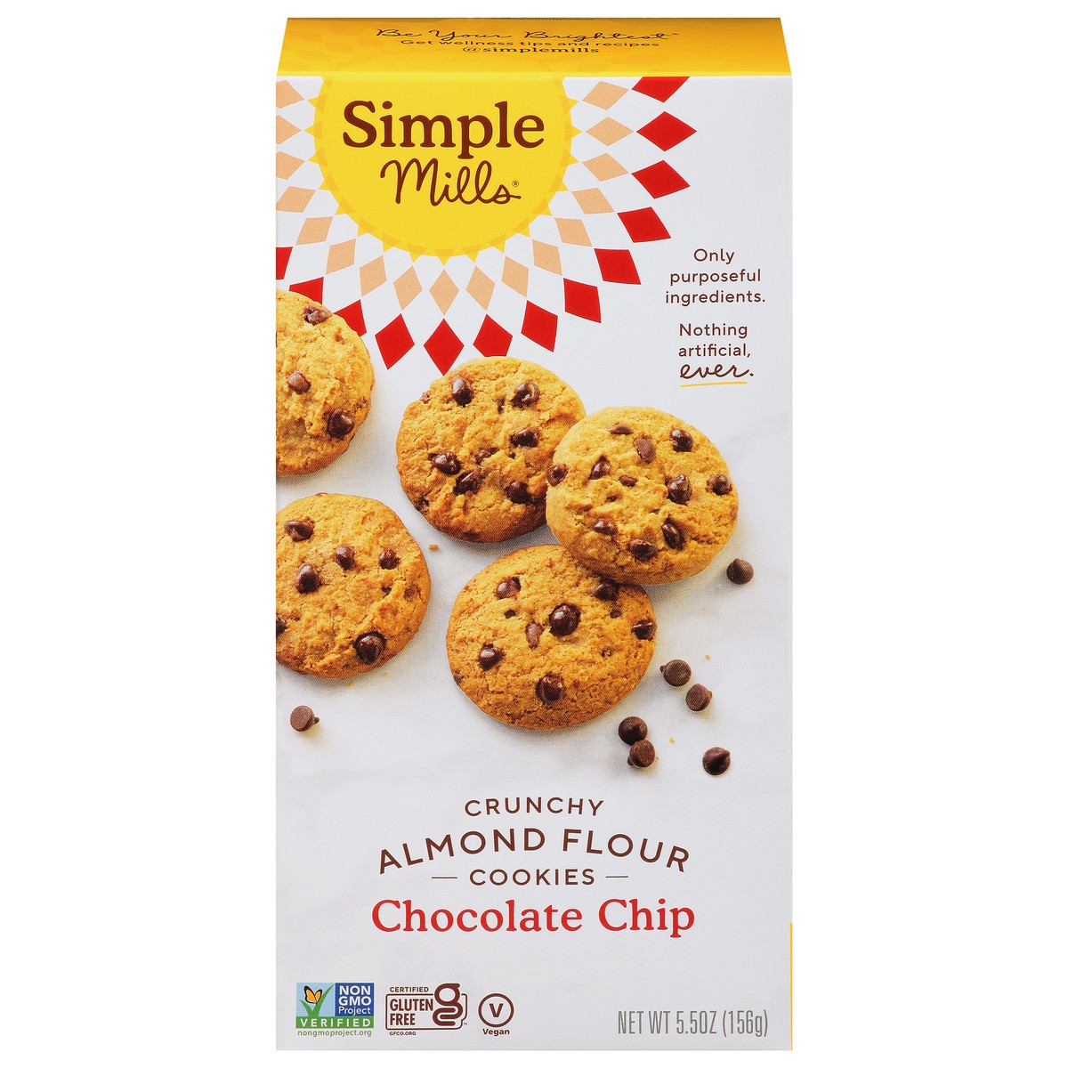 slide 1 of 28, Simple Mills Chocolate Chip Crunchy Almond Flour Cookies, 5.5 oz