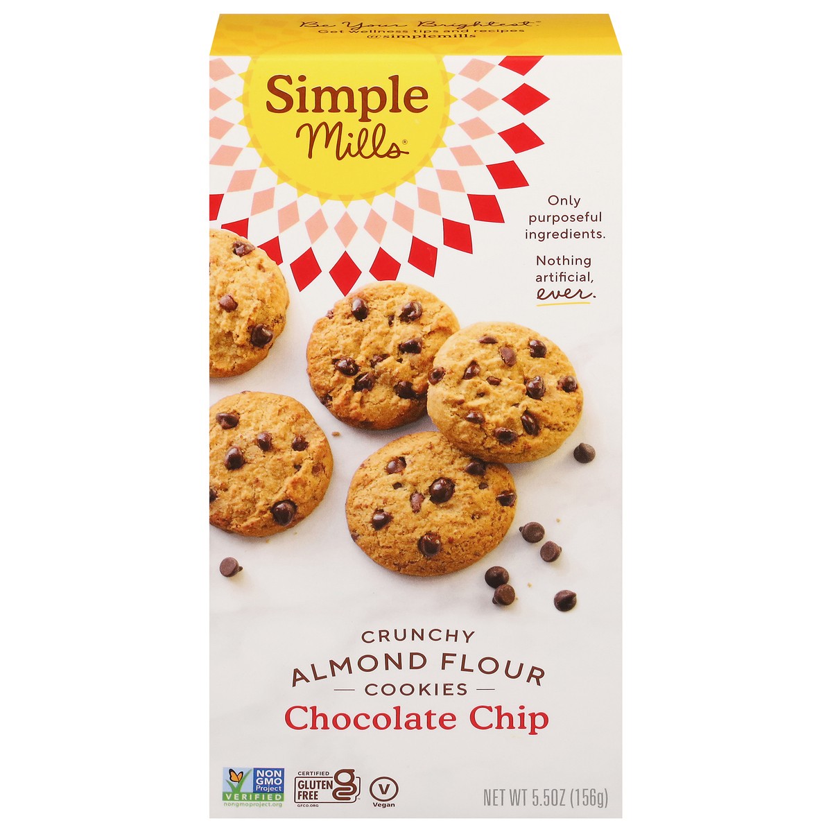 slide 1 of 28, Simple Mills Crunchy Almond Flour Chocolate Chip Cookies 5.5 oz, 5.5 oz