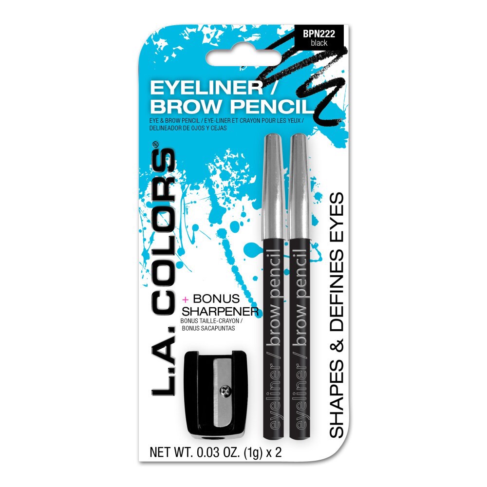 slide 1 of 1, L.A. Colors BPN222 Black Eyeliner/Brow Pencil + Bonus Sharpener 2 ea, 2 ct