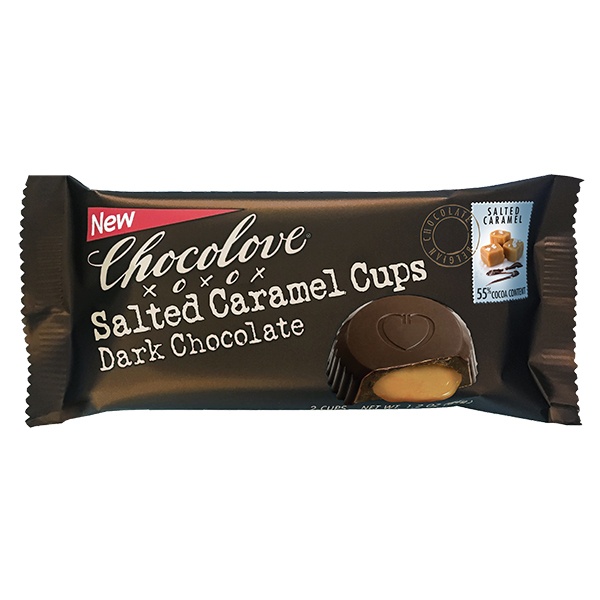 slide 1 of 1, Chocolove Dark Chocolate Salted Caramel Cups, 0.5 oz