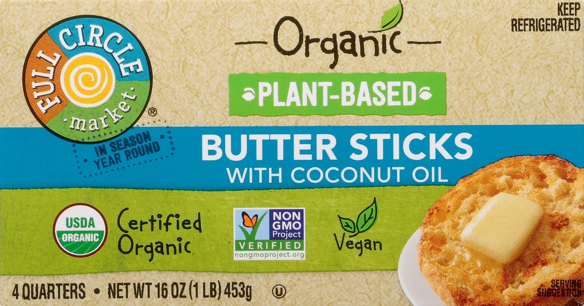 slide 8 of 13, Full Circle Market Organic Plant-Based Butter Sticks With Coconut Oil 4 ea, 16 oz