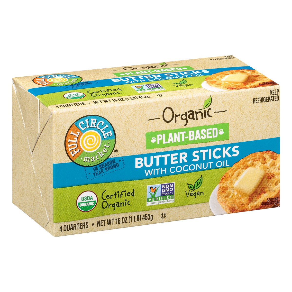 slide 7 of 13, Full Circle Market Organic Plant-Based Butter Sticks With Coconut Oil 4 ea, 16 oz