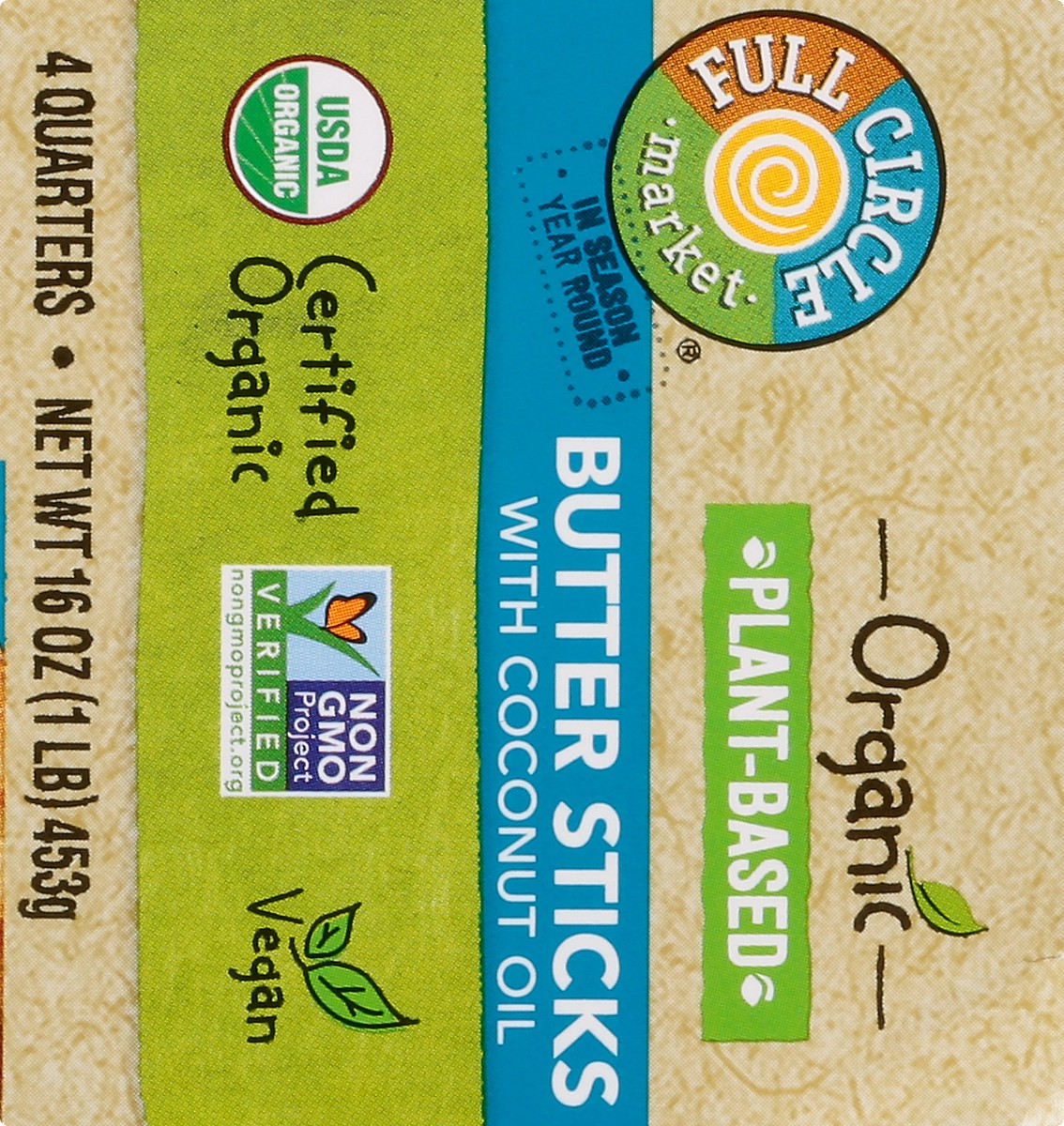 slide 3 of 13, Full Circle Market Organic Plant-Based Butter Sticks With Coconut Oil 4 ea, 16 oz
