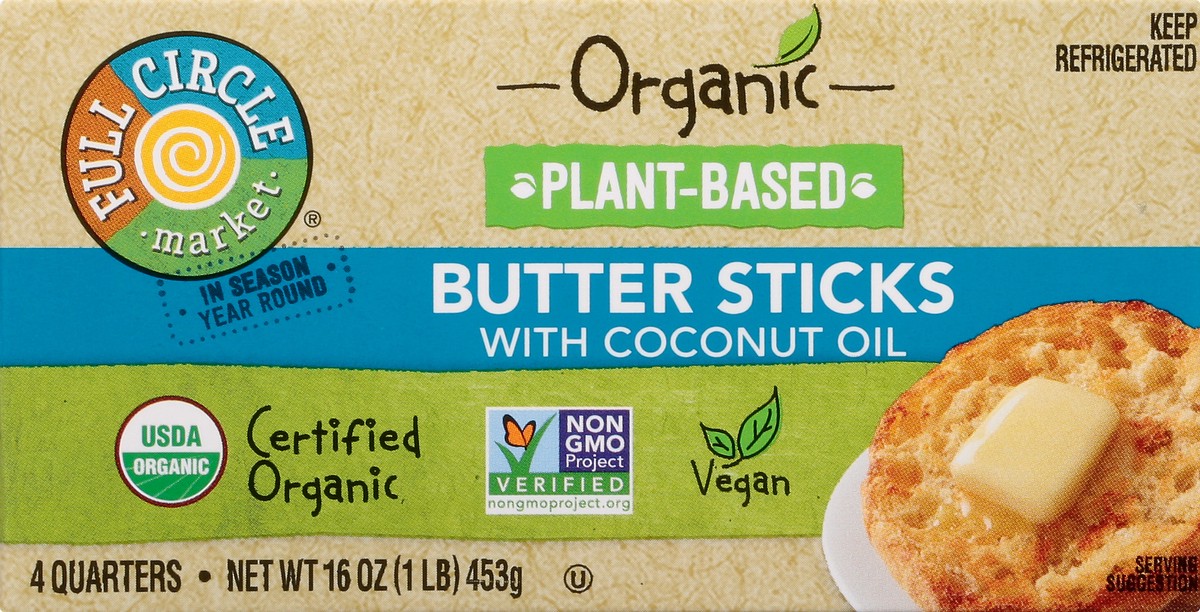 slide 12 of 13, Full Circle Market Organic Plant-Based Butter Sticks With Coconut Oil 4 ea, 16 oz