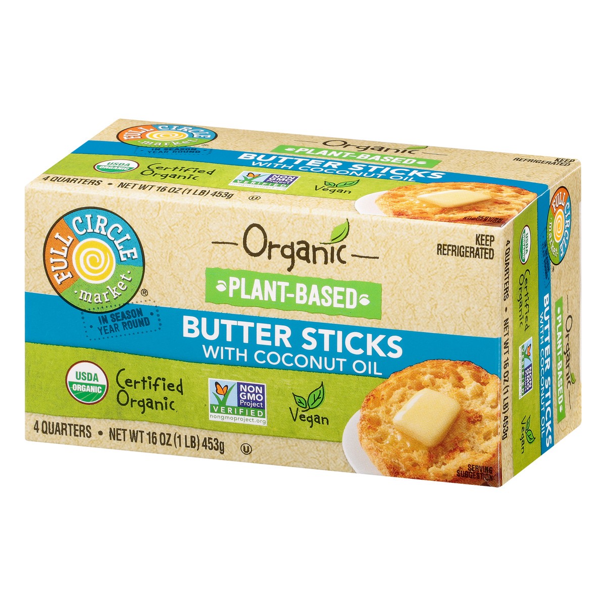 slide 10 of 13, Full Circle Market Organic Plant-Based Butter Sticks With Coconut Oil 4 ea, 16 oz