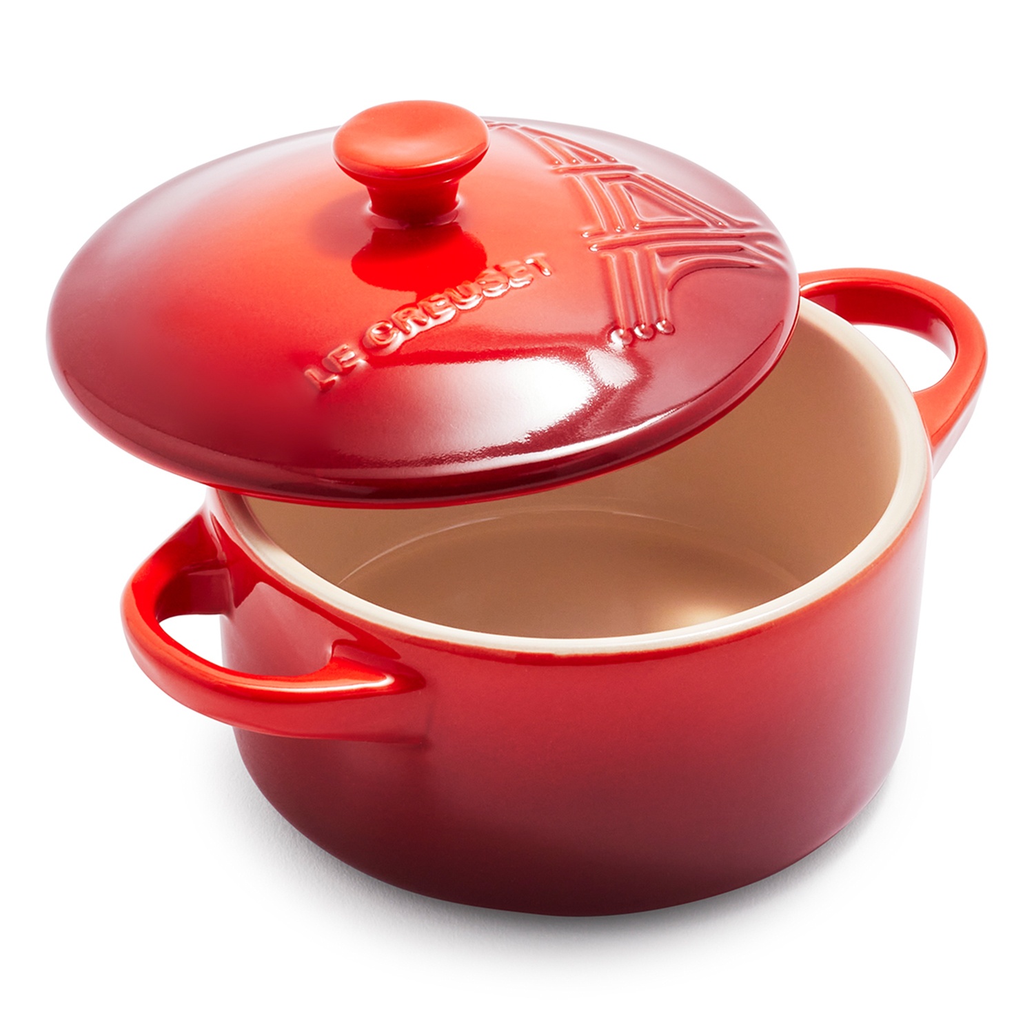 slide 1 of 1, Le Creuset Eiffel Tower Petite Cocotte with Lid, Cerise, 0.25 qt