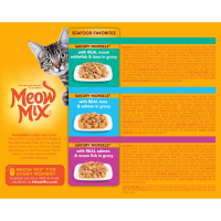 slide 9 of 11, Meow Mix Savory Morsels Seafood Favorites Variety Pack, 2.75-Ounce Cans, Pack of 12, 33 oz