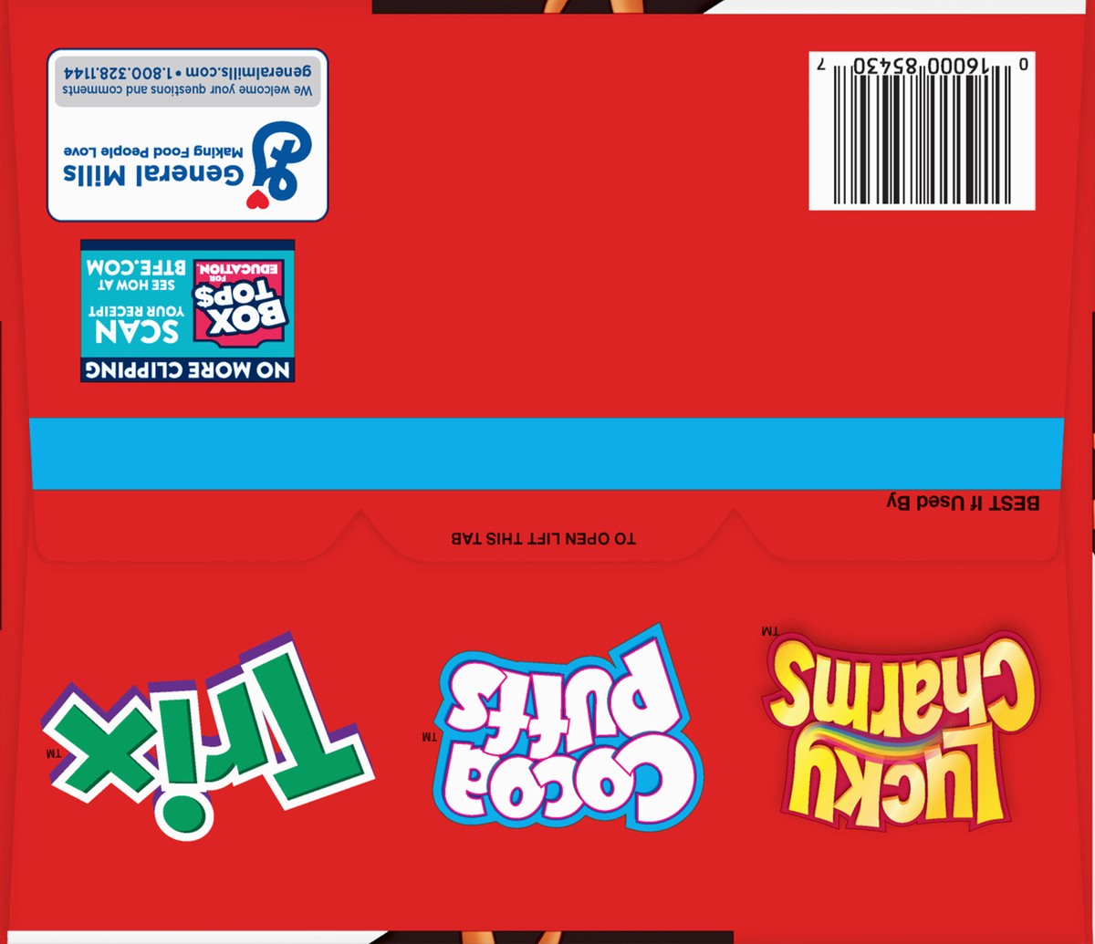 slide 9 of 9, General Mills Lucky Charms, Trix and Cocoa Puffs Triple Pack Cereal, 38.5 oz
