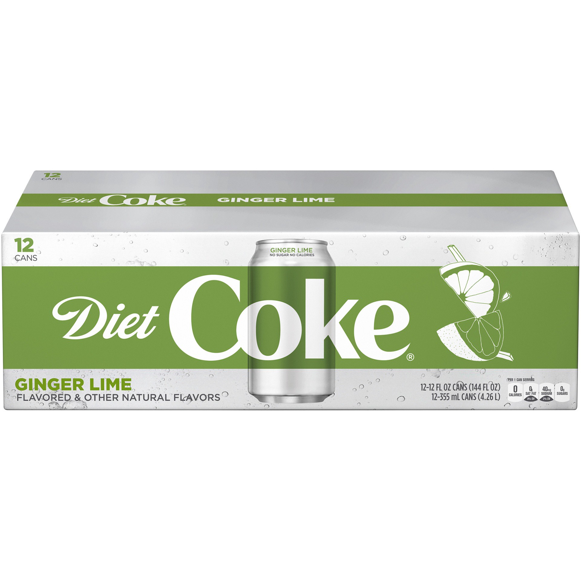 slide 7 of 9, Diet Coke with Lime Soft Drink, 12 fl oz, 12 Pack, 144 fl oz