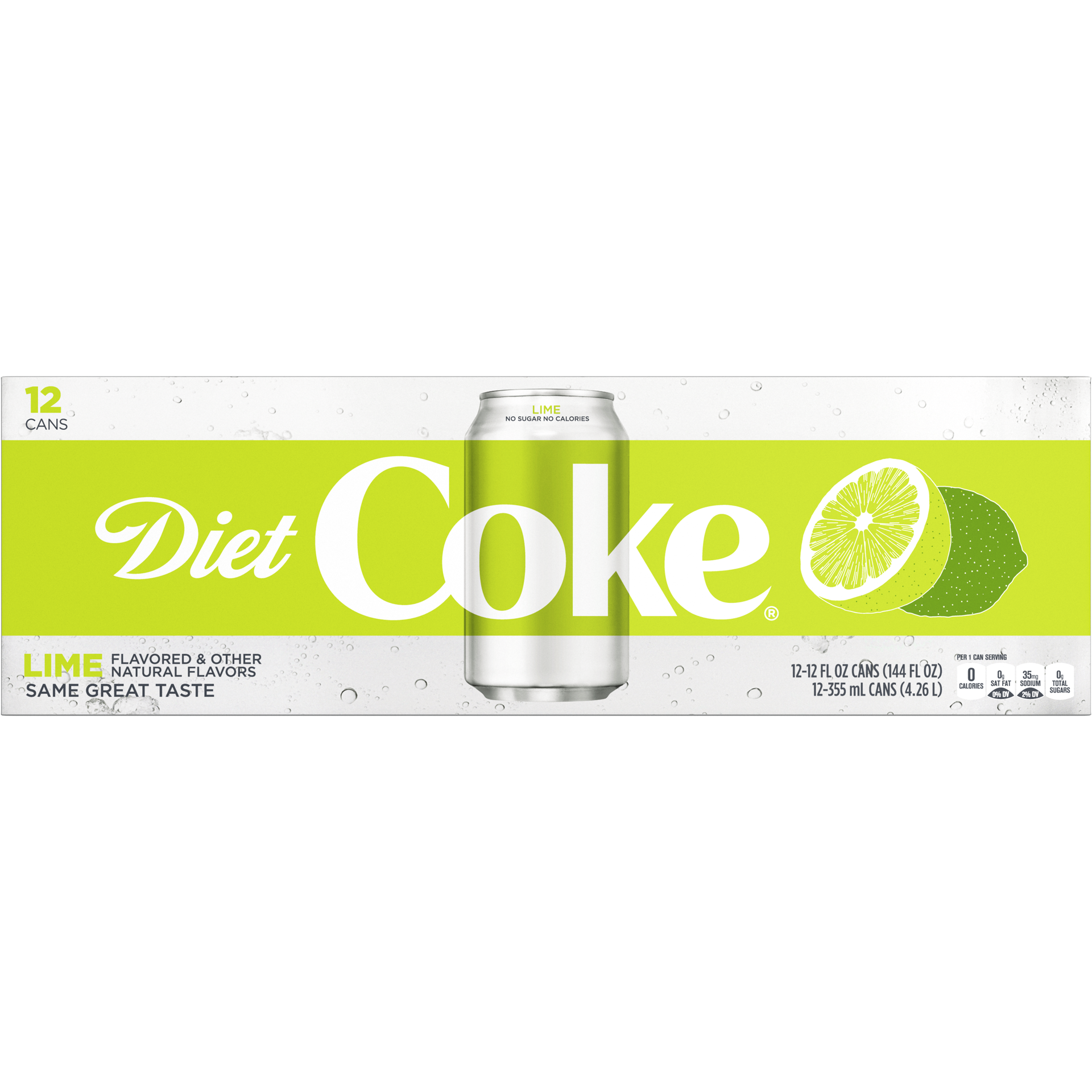 slide 1 of 9, Diet Coke with Lime Soft Drink, 12 fl oz, 12 Pack, 144 fl oz