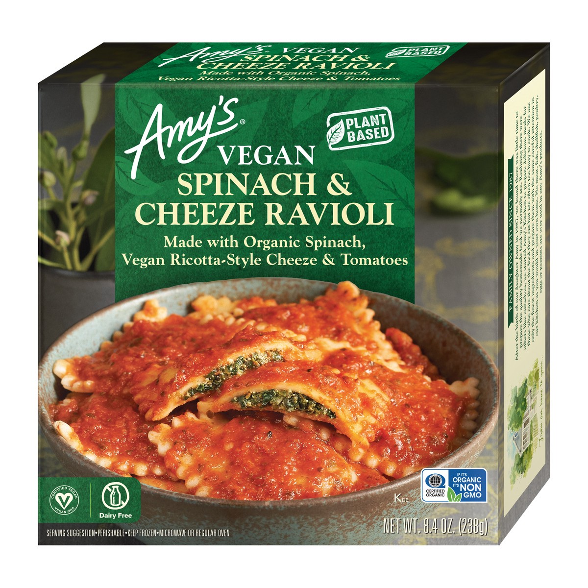 slide 4 of 9, Amy's Vegan Frozen Spinach & Cheese Ravioli, 8.4 oz