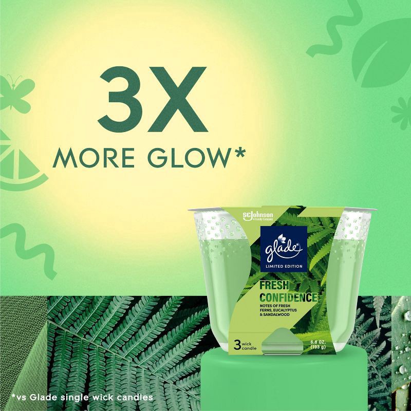 slide 11 of 11, Glade 3 Wick Candle - Fresh Confidence - 6.8oz, 6.8 oz