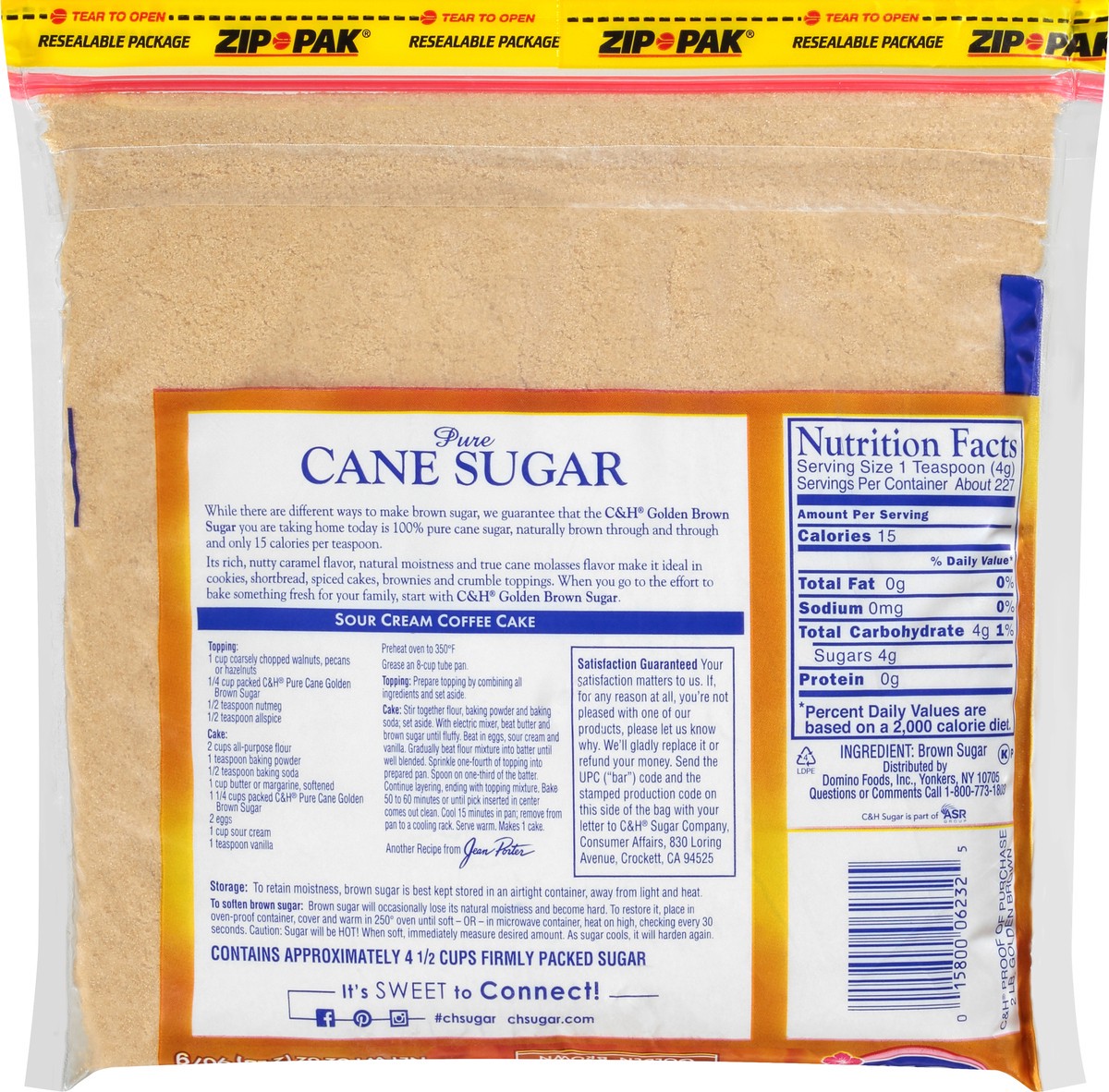 slide 8 of 12, C&H Premium Pure Cane Light Brown Sugar Bag - 2 LB, 2 lb