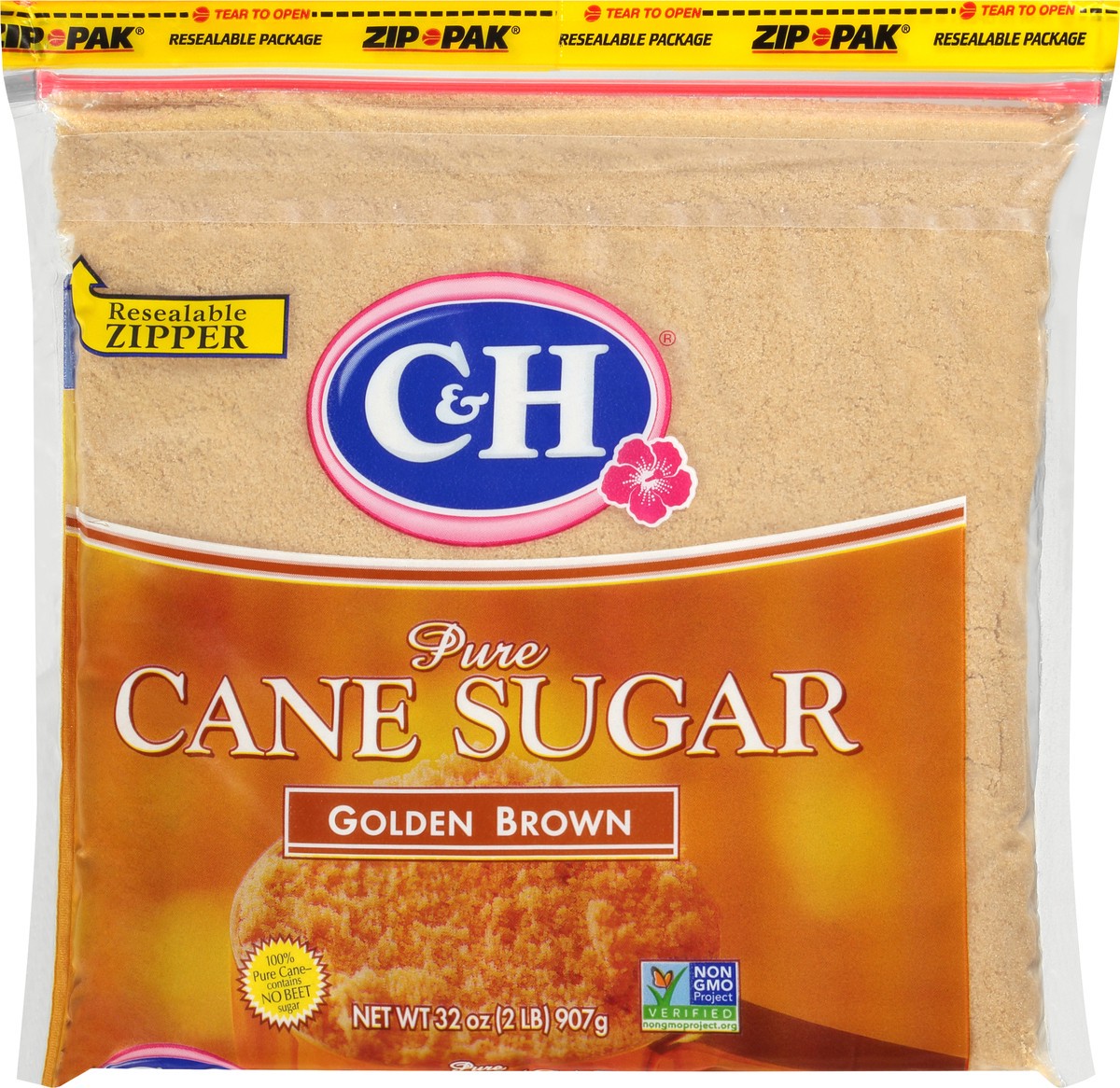 slide 1 of 12, C&H Pure Cane Sugar Golden Brown Sugar 2 lb. ZIP-PAK, 2 lb