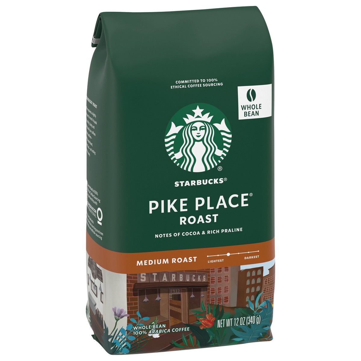slide 6 of 9, Starbucks Whole Bean Coffee—Medium Roast Coffee—Pike Place Roast—100% Arabica—1 bag (12 oz), 12 oz