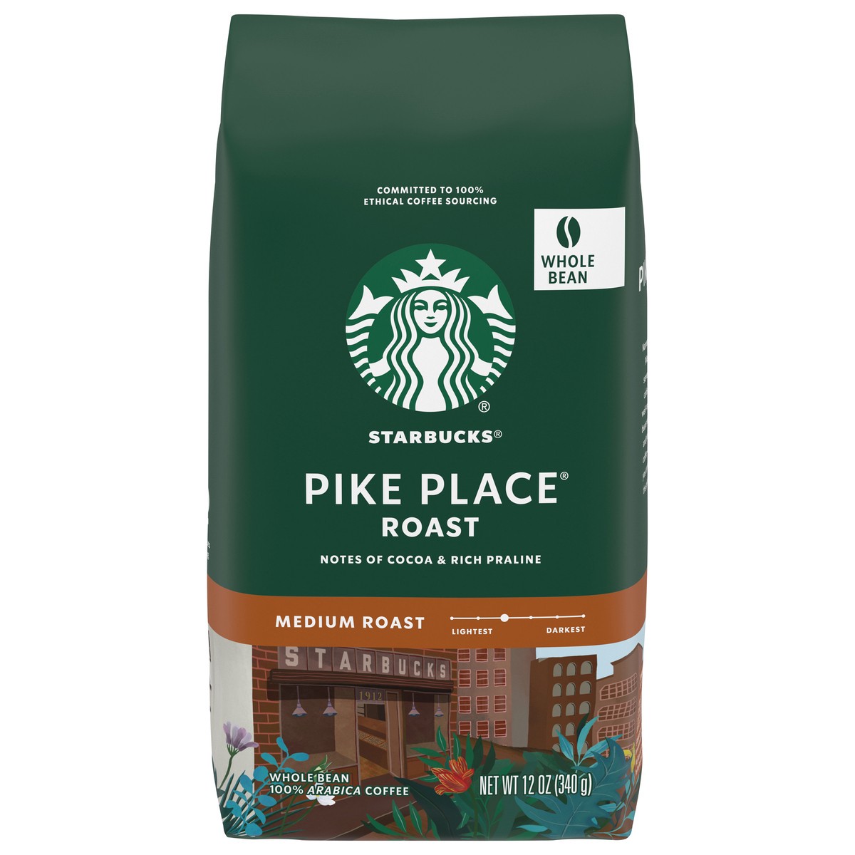 slide 1 of 9, Starbucks Whole Bean Coffee—Medium Roast Coffee—Pike Place Roast—100% Arabica—1 bag (12 oz), 12 oz