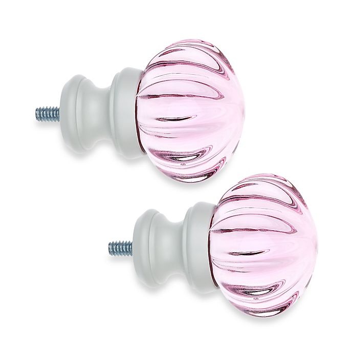 slide 1 of 1, Cambria My Room Luminous Finial - Pink Glass and Satin White, 2 ct