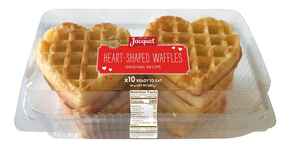 slide 1 of 1, Jacquet Heart-Shaped Belgium Waffles, 10 ct