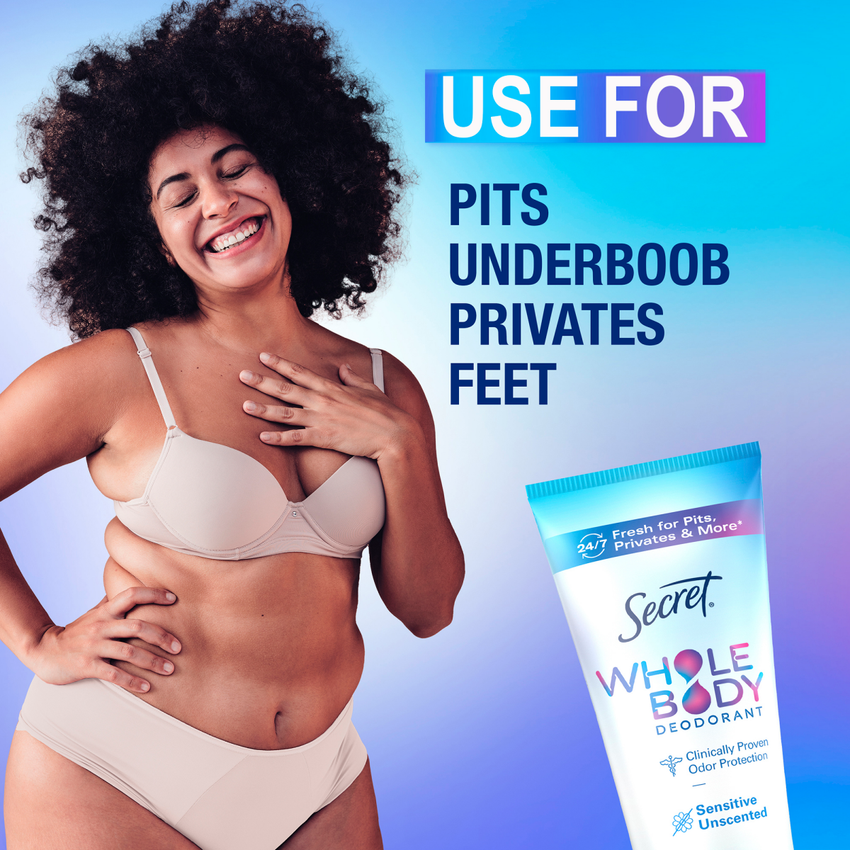 slide 21 of 29, Secret Aluminum Free Invisible Cream Whole Body Sensitive Unscented Deodorant 3.0 oz, 3 oz