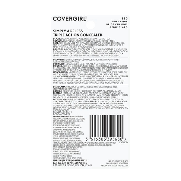 slide 2 of 5, Covergirl Simply Ageless Triple Action Concealer, Buff Beige, 0.24 oz