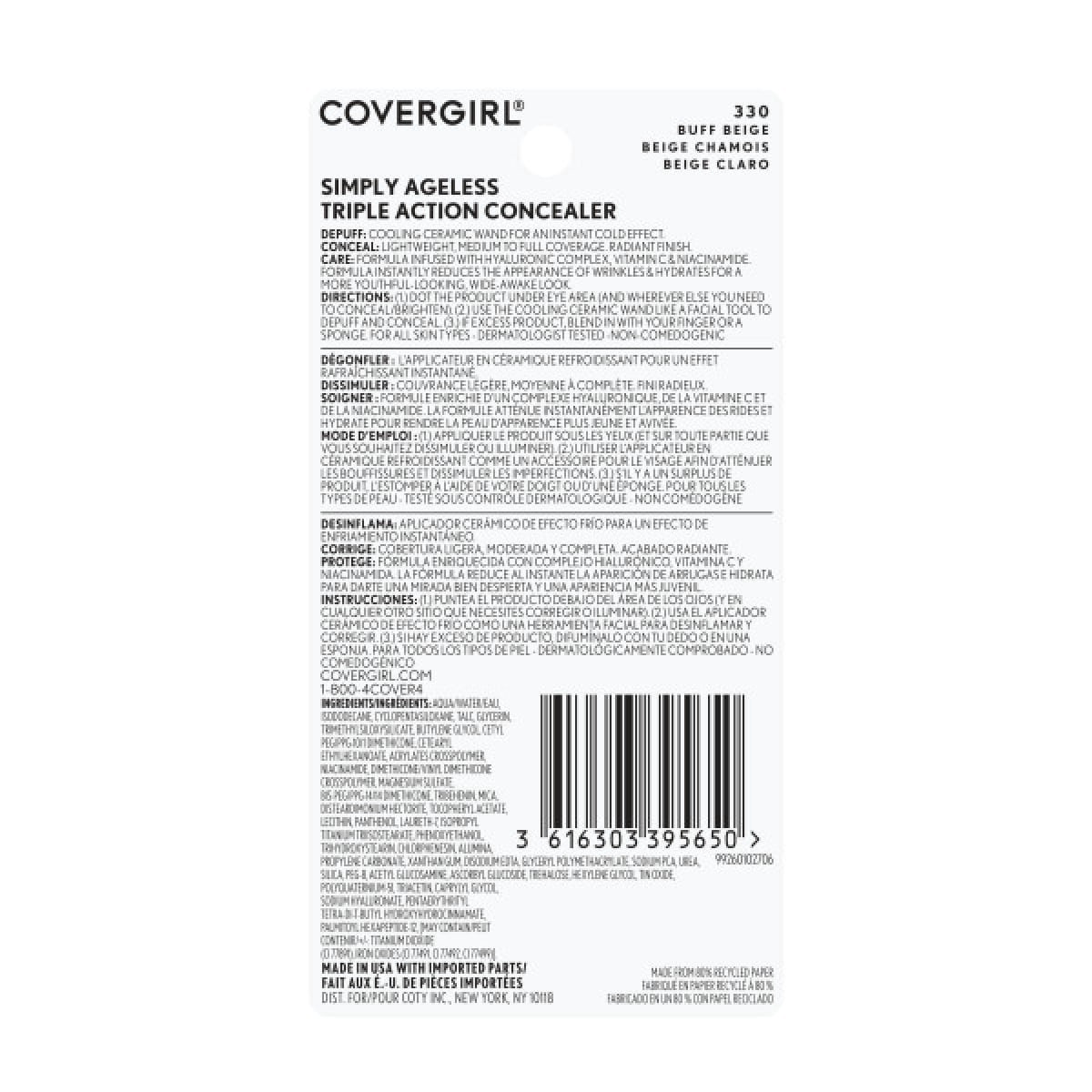 slide 4 of 5, Covergirl Simply Ageless Triple Action Concealer, Buff Beige, 0.24 oz