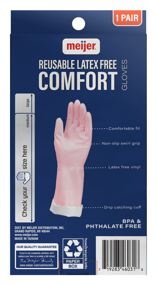 slide 6 of 13, Meijer Reusable Comfort Latex Free Gloves Medium 1 pr, 1 CT      