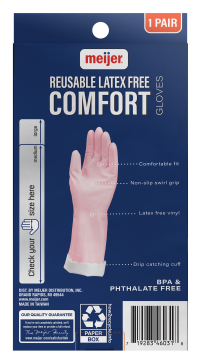 slide 11 of 13, Meijer Reusable Comfort Latex Free Gloves Medium 1 pr, 1 CT      