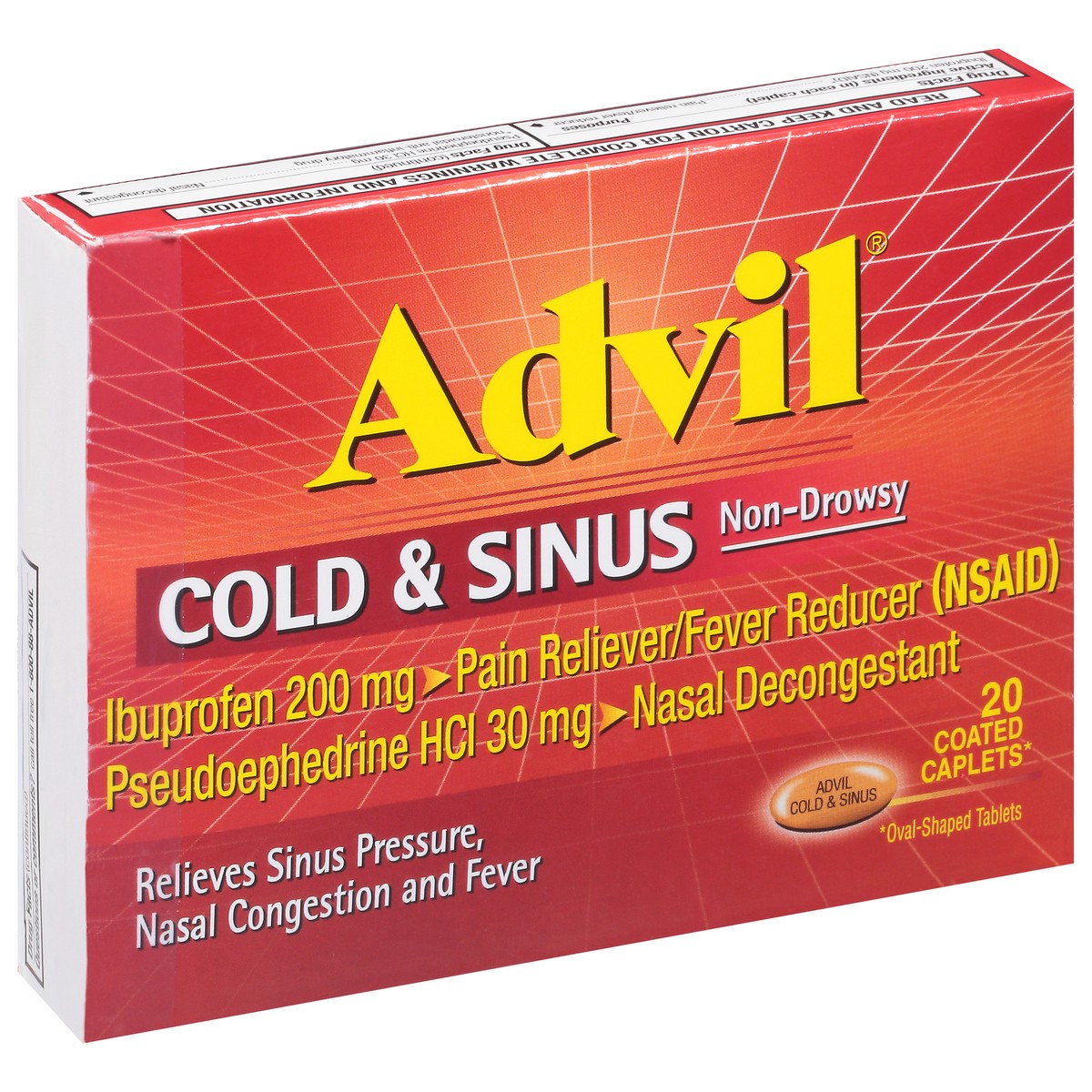 slide 7 of 13, Advil Coated Caplets Non-Drowsy Cold & Sinus 20 ea, 20 ct