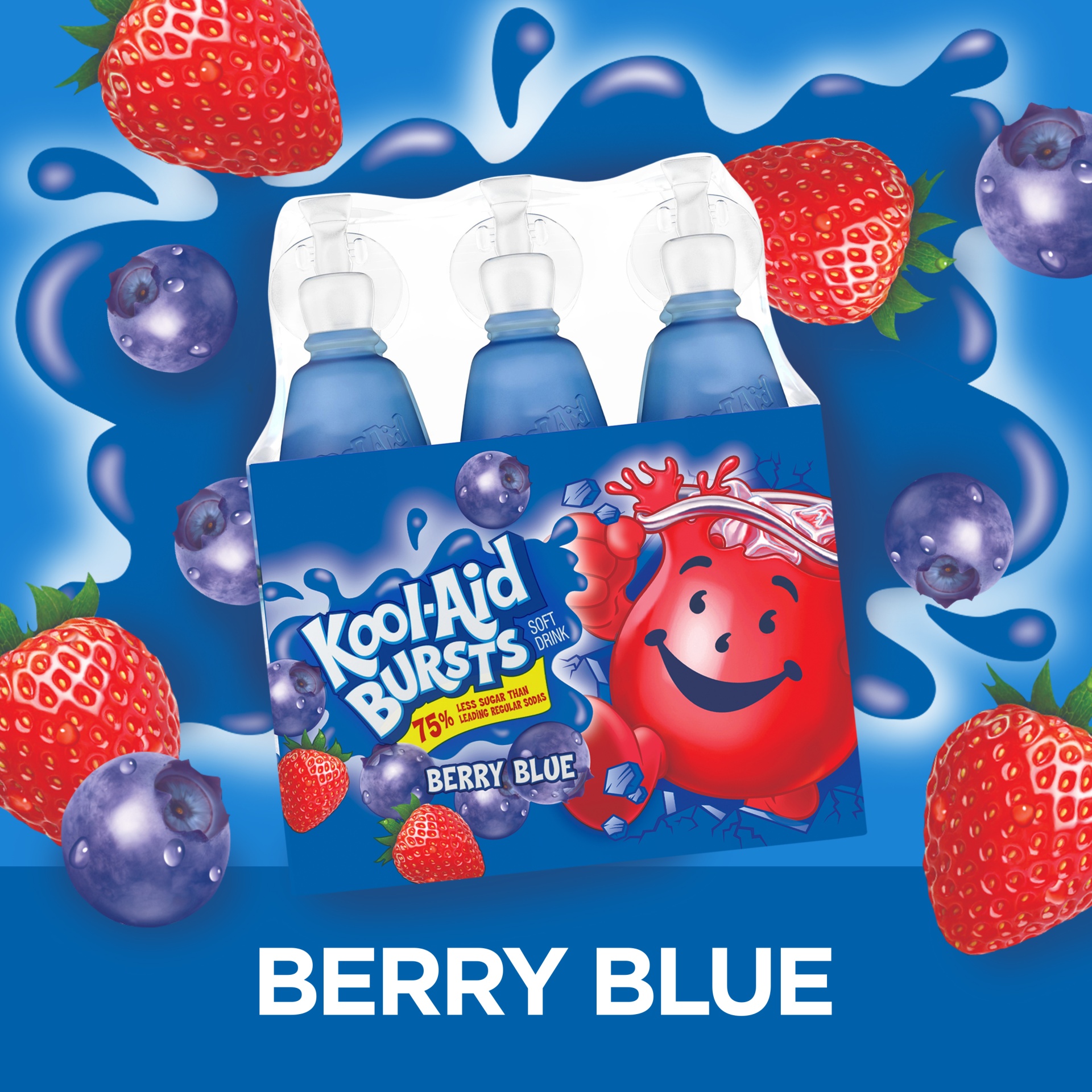 slide 6 of 11, Kool-Aid Bursts Berry Blue Artificially Flavored Soft Drink Pack, 6 ct; 6.75 fl oz