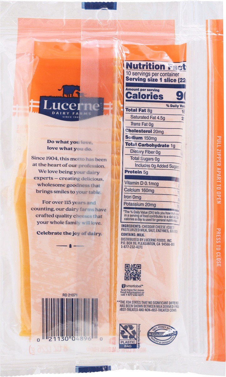 slide 4 of 9, Lucerne Dairy Farms Cheese Slices Mild Cheddar, 10 ct