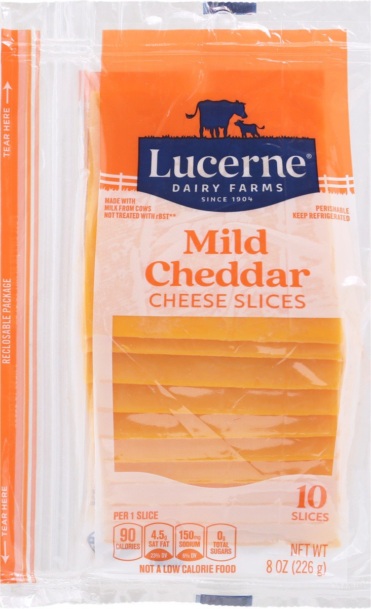 slide 6 of 9, Lucerne Dairy Farms Cheese Slices Mild Cheddar, 10 ct