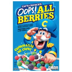 Cap'n Crunch Cap’n Crunch’s Sweetened Corn & Oat Cereal All Berries Naturally & Artificially Flavored 10.3 Oz